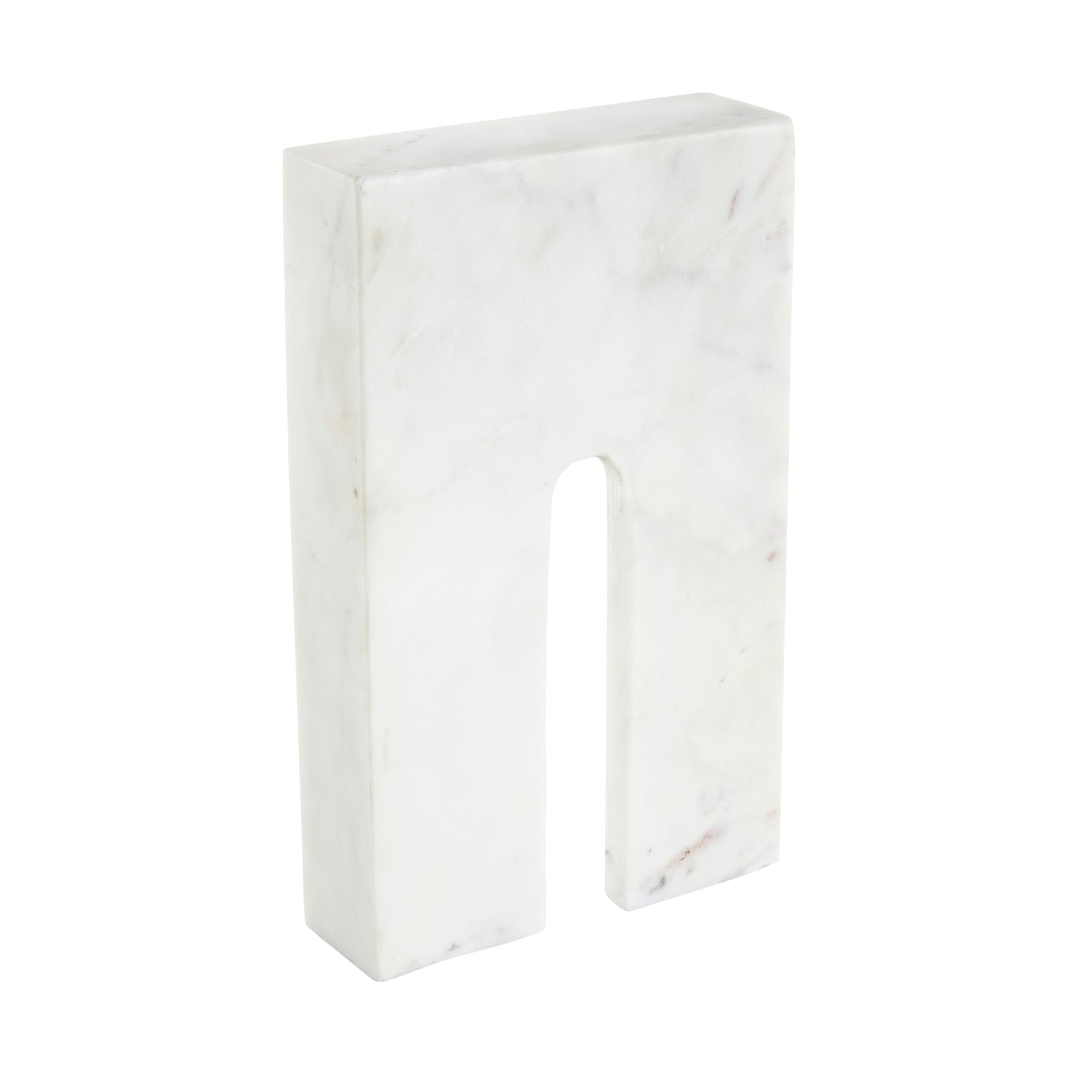 Deco 79 Marble Geometric Decorative Sculpture Rectangular Home Decor Statue with Arched Groove Interior, Accent Figurine 7" x 2" x 11", White