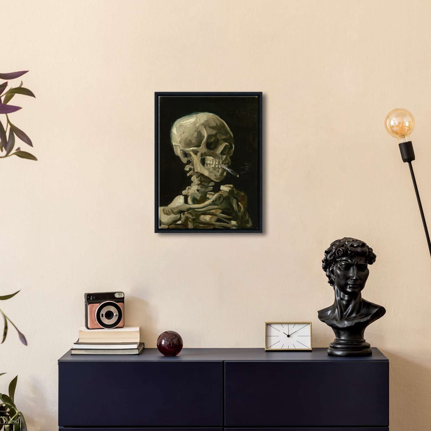 Wieco Art Skull of a Skeleton with Burning Cigarette, 1886 by Vincent Van Gogh Canvas Wall Art for Home Decor and Wall Decor Post-impressionism Canvas Prints Pictures Artwork
