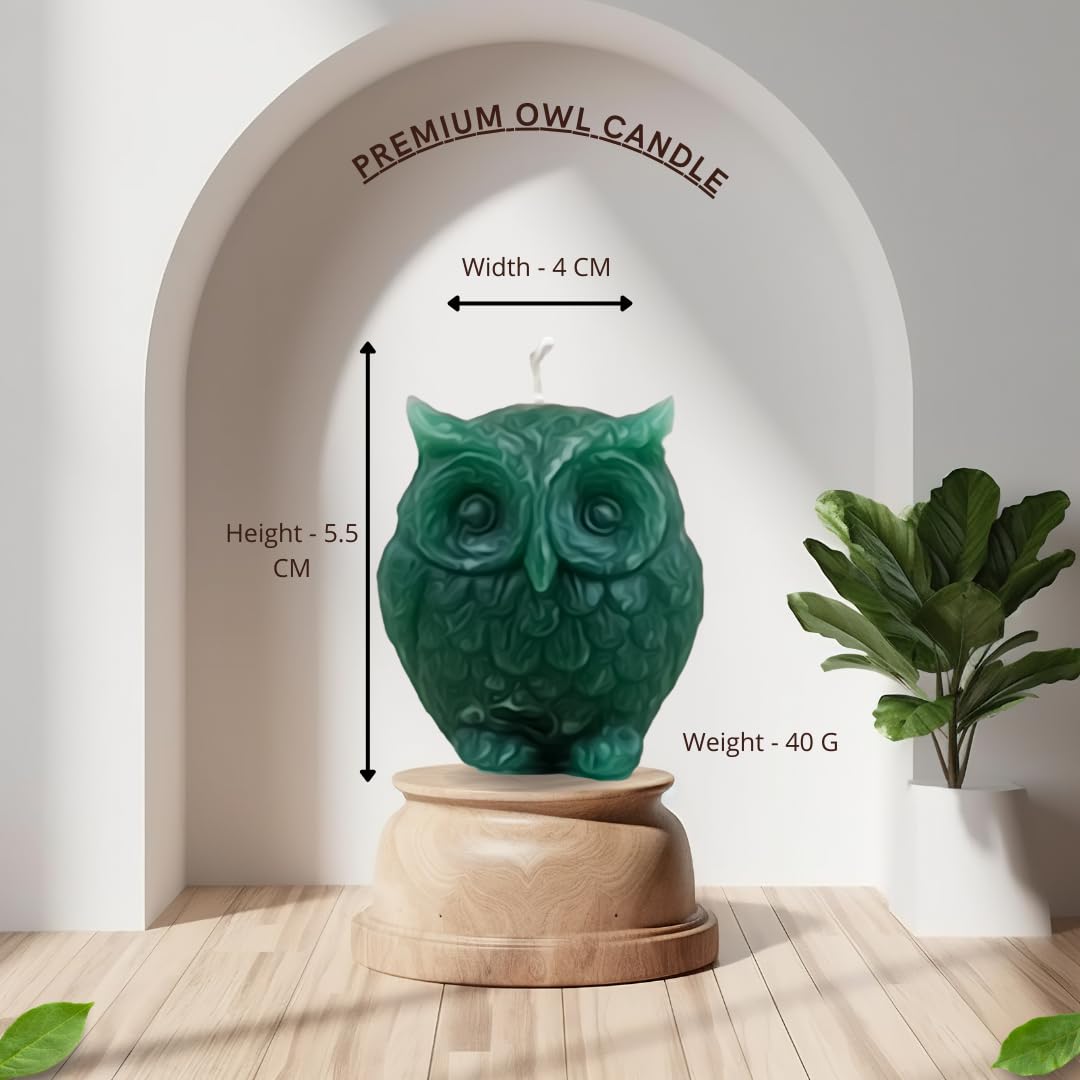 Hecate Magic Mall Owl Candle – Unscented Ritual Candle for Wisdom, Intuition & Spiritual Insight – Hand-Poured Animal Totem for Clarity, Inner Vision & Energy Work (8, Green)