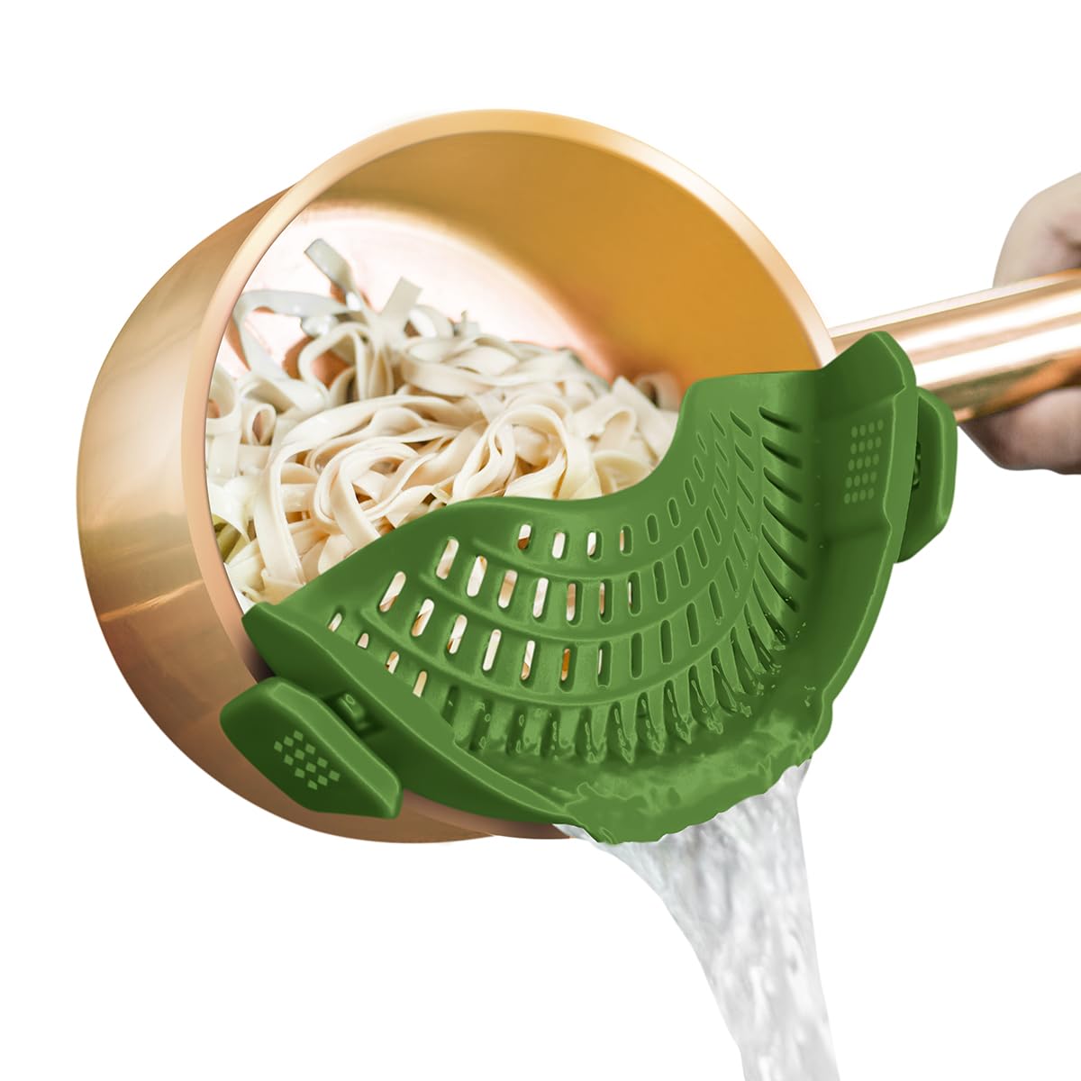 AUOON Clip On Strainer Silicone for All Pots and Pans, Pasta Strainer Clip on Food Strainer for Meat Vegetables Fruit Silicone Kitchen Colander
