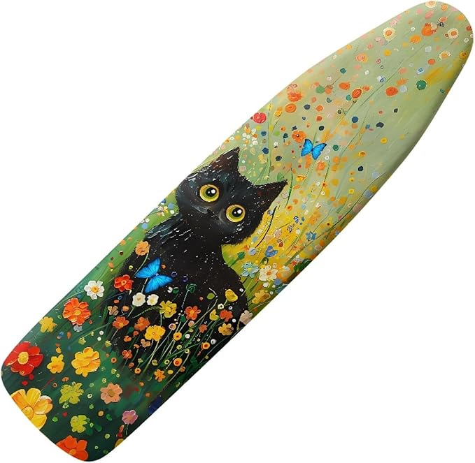 GLENLCWE Black Cat Hippie Flower Ironing Board Cover, 54x15 inches, Iron Board