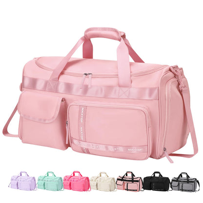 MAXTOP Travel Duffle Bag for Women Carry On Tote Weekender Overnight Bag Large Capacity Duffel Bag With Shoe Compartment,Pink Gym Bag with Dry and Wet Separation