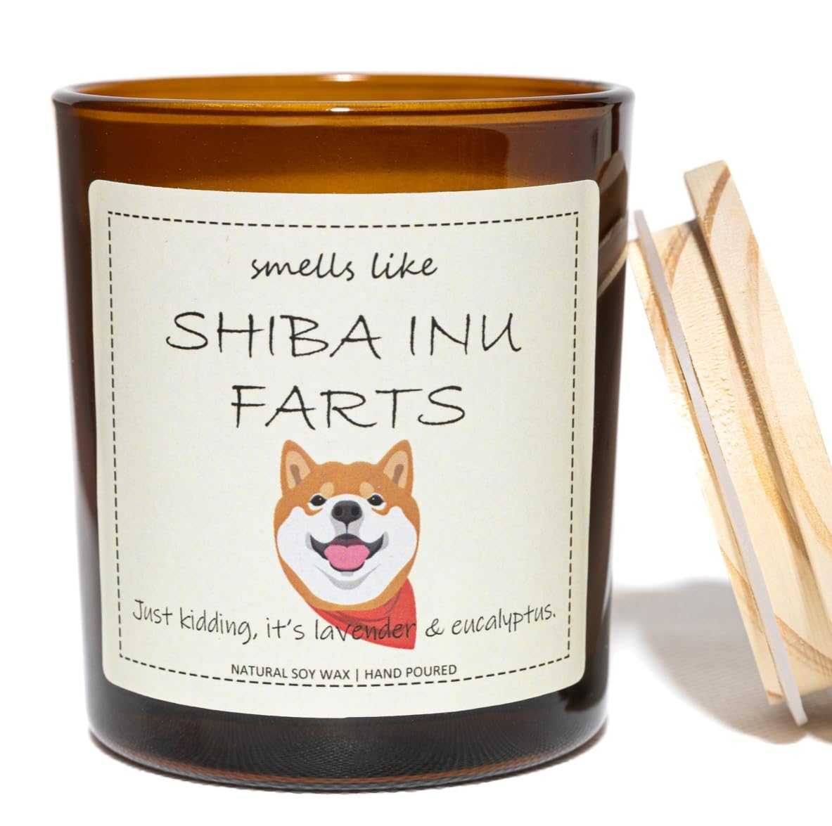 Shiba Inu Gifts & Decor, Gifts for Dog Lovers, Smells Like Shiba Inu Farts Candle - Lavender & Eucalyptus, Crafted by Natural Soy Wax & Natural Essential Oils