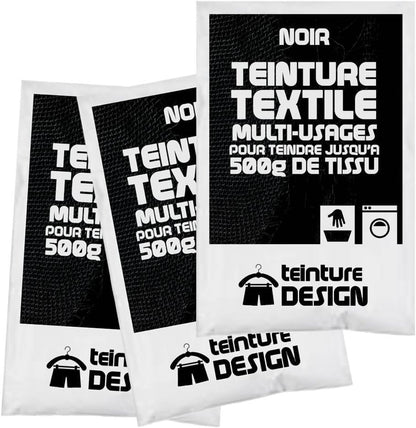 3 Pack of Textile Dye – Black – Universal Dyes for Clothes and Natural Fabrics