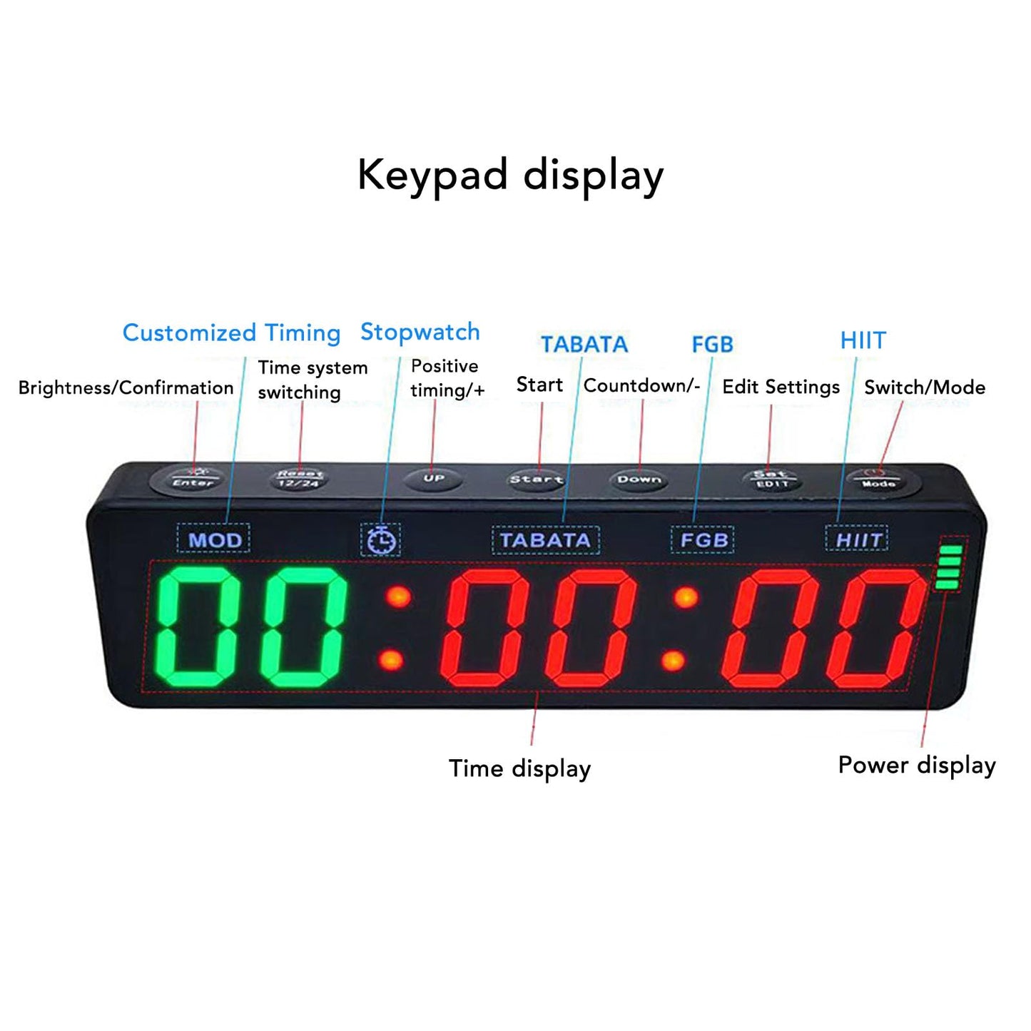 Decumeby Gym Timer, 12/24H Portable Gym Clock, Workout Interval Timer with Countdown/up & Stopwatch, Magnetic Fitness Digital for Home Garage Boxing