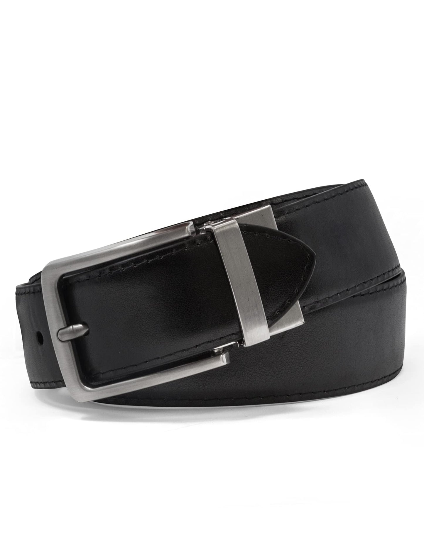 Steve Madden Reversible Men's Dress Casual Every Day Leather Belt, Cognac/Black (Feather Edge), 36