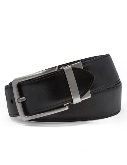Steve Madden Reversible Men's Dress Casual Every Day Leather Belt, Cognac/Black (Feather Edge), 36