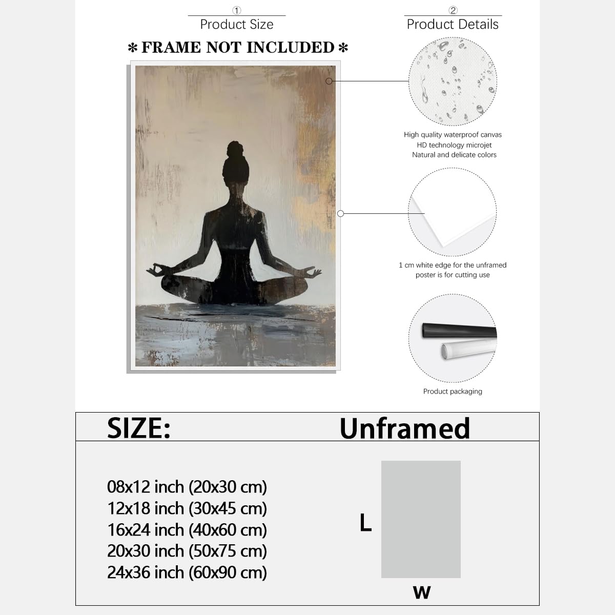 Meditation Wall Art Minimalist Yoga Pose Poster Zen Decor Calming Corner Canvas Prints Mindfulness Wellness Art for Yoga Studio Decor 12x18inch Unframed