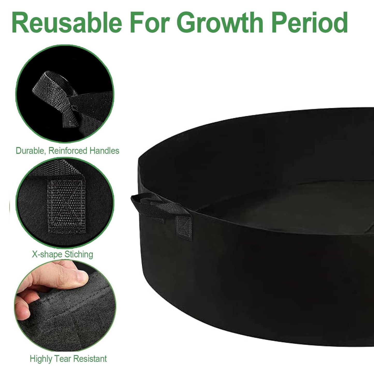 ZtohPyo 2-Pack 15 Gallon Grow Bags,Round Fabric Raised Garden Beds with 2 Handles,Durable Garden Planter Cloth Pots Container to Grow Vegetables for Outdoor Plants