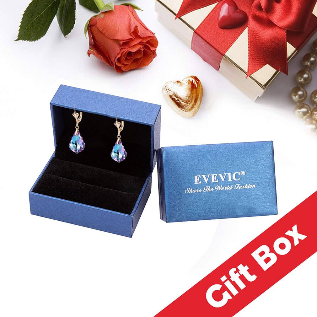Austrian Crystal Baroque Drop Leverback Earrings for Women Fashion 14K Gold Plated Hypoallergenic Jewelry (Fuchsia)