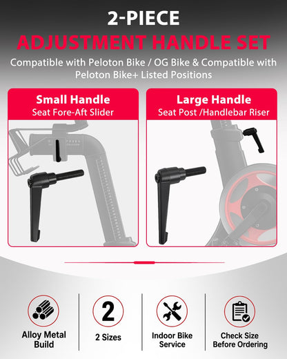 TCVG 2Pack Metal L-Handle Adjustment Lever Set Compatible with Peloton Bike and Bike+ Seat Slide and Handlebar Height Adjustment