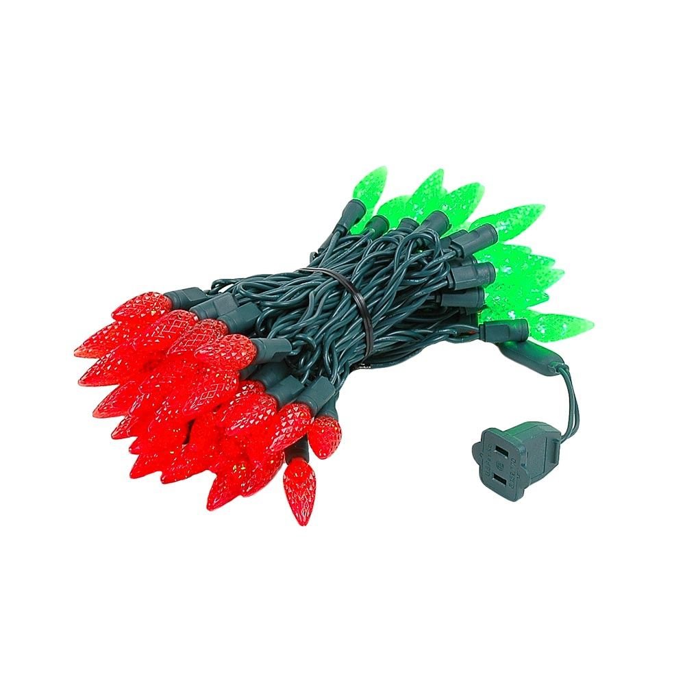 Novelty Lights 24FT 70 LED C6 LED Christmas Light String, Outdoor Christmas Tree Permanent Commercial Grade Decoration (Red/Green)