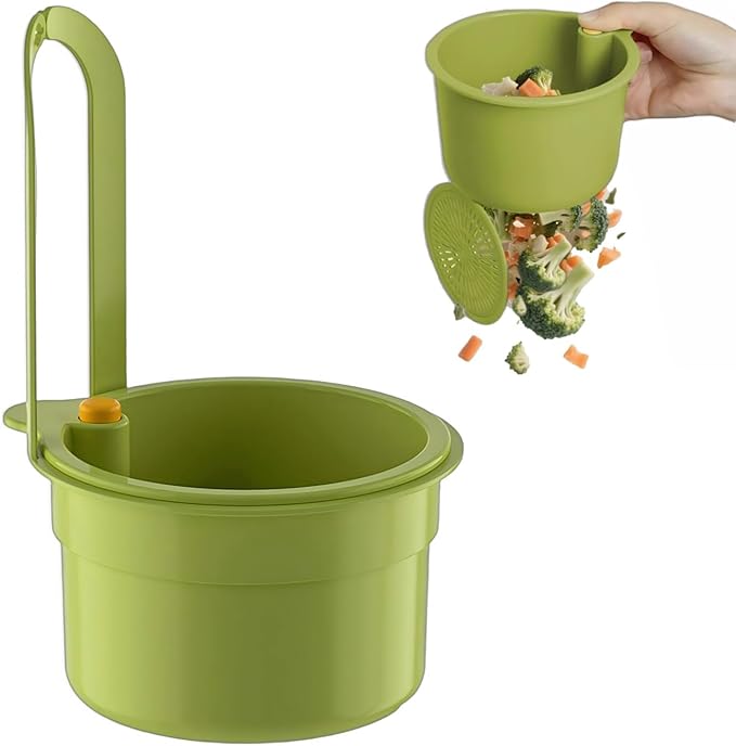Sink Strainer Basket with One-Touch Drain Mesh, Snap-On Strap & Detachable