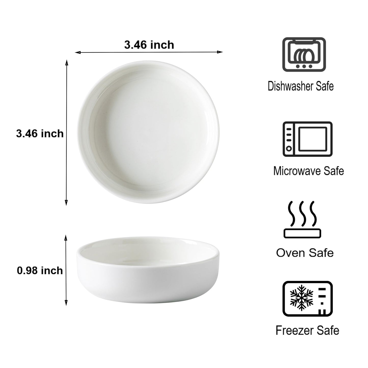 Dipping Bowls Set of 4, 2462°F High-Fired Ceramic Small Bowls for Dips, Olive Oil & Sauce, Elevates Table Setting, Idea for BBQ,Afternoon Tea,Entertaining,Housewarming & Holiday Gifts, White