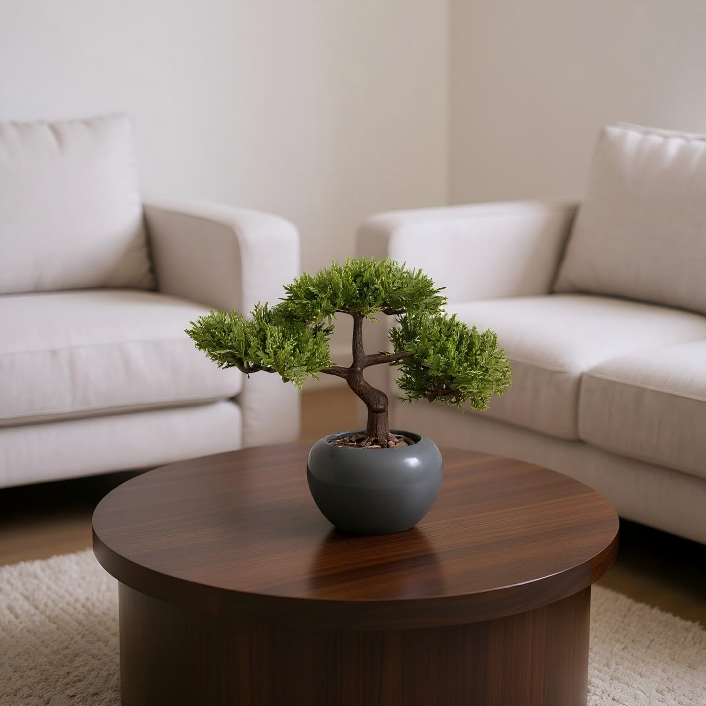 CZWBE 9.5 Inch Artificial Bonsai Tree with Ceramic Pot - Decorative Fake Plant for Home Office Living Room Window Sill, Fake Plants for Year-Round Decoration（Gray）
