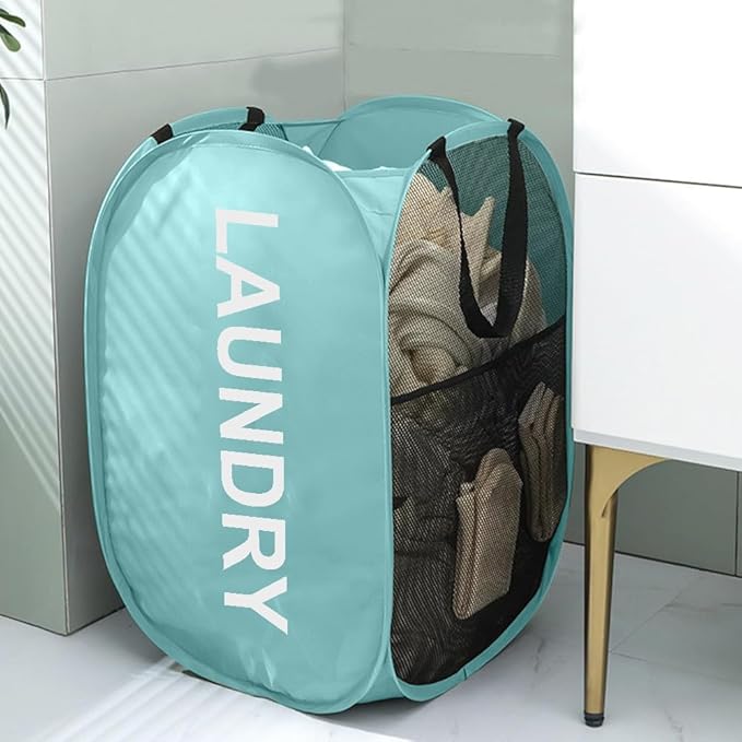 Larpur Pop Up Laundry Baskets, 2 Pack Mesh Laundry Hampers Collapsible Clothes
