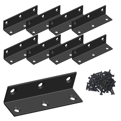 L Bracket,Heavy Duty Corner Brace,Stainless Steel Corner Bracket,Black Large Angle Brackets, Metal Braces for Wood Aufuga (8, 3.2x0.8x0.8)