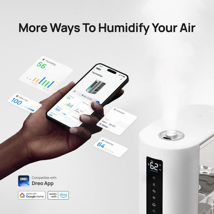 Dreo 6L Humidifiers for Bedroom, Smart Warm & Cool Mist for Large Room, 60Hr Quiet Runtime for Baby, Plant, Humidity Sensor, Indicator Light, 12H Timer, Google/Alexa, HM713S