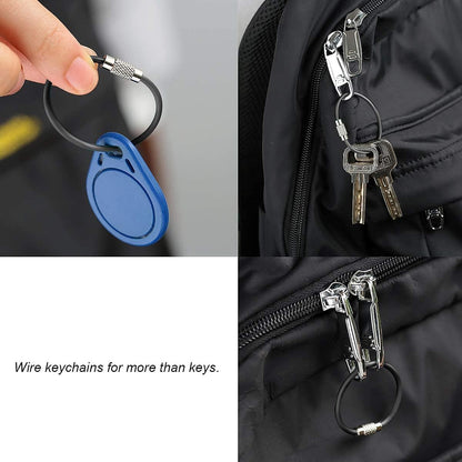 CrocSee 4 Inches Key Rings Stainless Steel Wire Keychains Cable Heavy Duty Luggage Tags Loops Tag Keepers 2mm Twist Barrel (20)