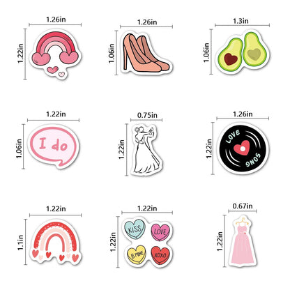 PartyGarden Wedding Love Stickers - 8 Sheets 160 Pcs for Kids Valentine's Day Anniversaries Bridal Shower Classroom Gift Exchange Scrapbook Bottle