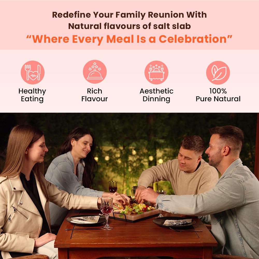 POHS Himalayan Salt Block For Grilling, Searing, Cooking, BBQ, Himalayan Salt Slab with Premium Quality Metal Holder 12x8x1.5 Inches