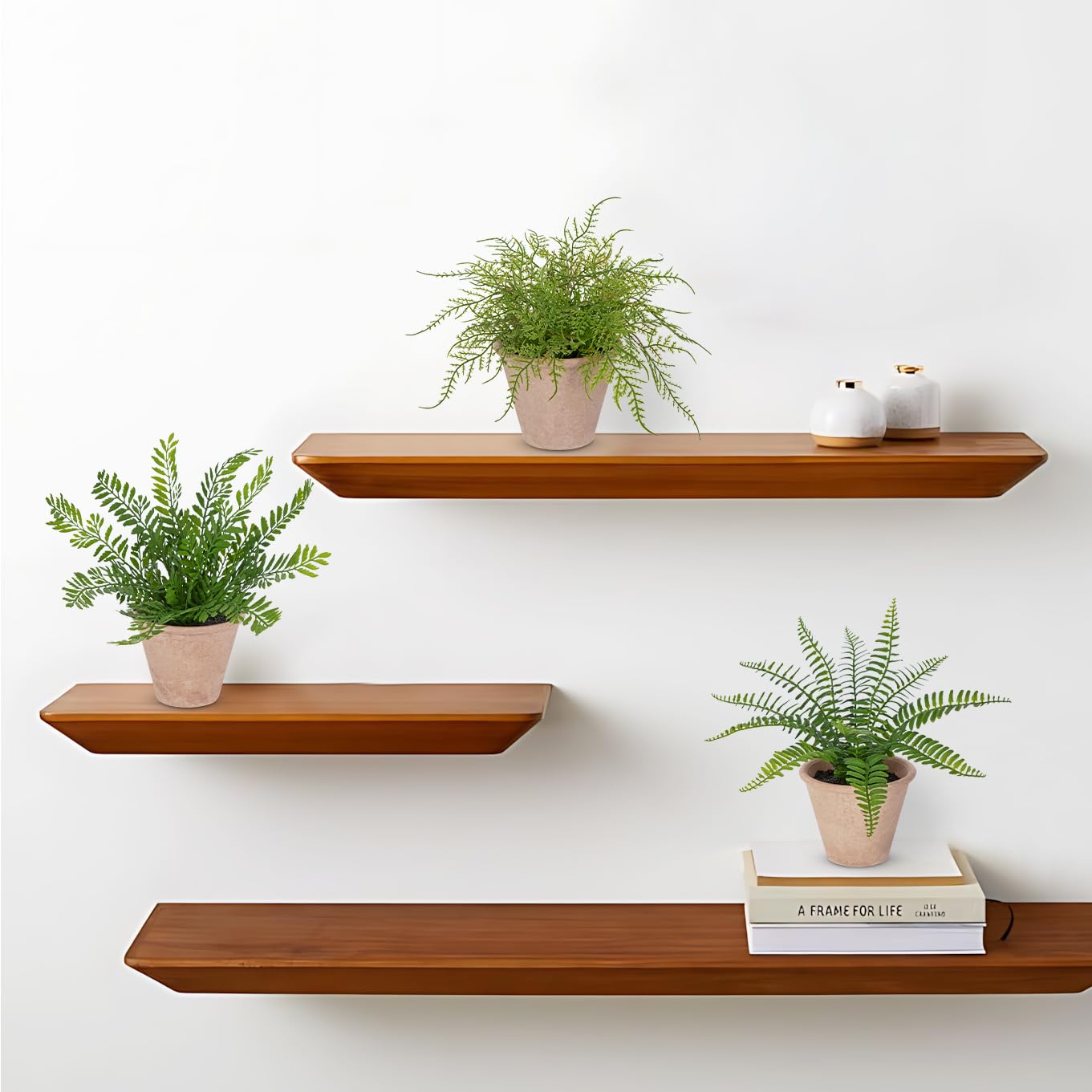 Nature Crafted 3 Pack Artificial Fern Plant, Small Fake Plants in Pot, Faux Fern Plant for Home Office Farmhouse Living Room Bathroom Kitchen Tabletop Desk Shelf Decoration