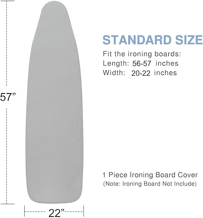 Extra Large Ironing Board Cover and Pad 22x57, 21x57 Thick Padding, Elastic Edge
