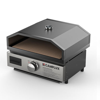 CAMPLUX Portable Propane Grill & Pizza Oven Combo, 11,000 BTU Tabletop Gas Griddle with 17" Pizza Oven Kit and Cordierite Stone, Compact Outdoor Mini Oven for Crispy Pizza, Camping, RV & Tailgating