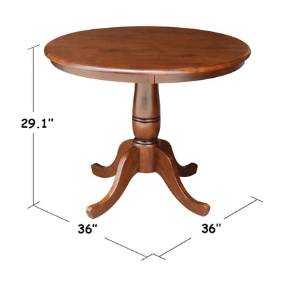 International Concepts 36" Solid Wood Round Top Dining Table in Espresso