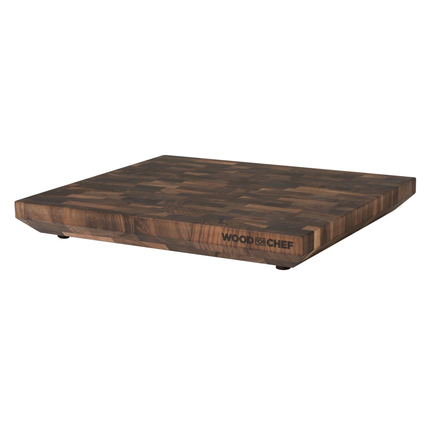 WoodForChef Heritage Large Walnut End Grain Cutting Board – Heavy Butcher Block Board with Feet & Mineral Oil Bottle – Foodsafe Wooden Prep Deck for Kitchen & Professional Chefs - 18x16x2 inches