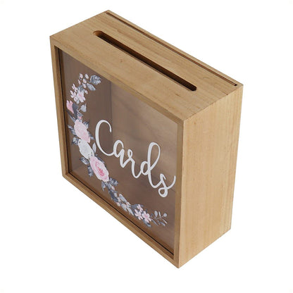 Hanna Roberts Wooden Card Box for Reception, Money Gift Card Box, Card Storage Box for Wedding Decorations and Party Gifts
