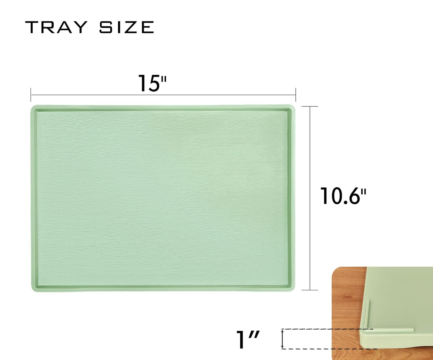 VCREATC Green Serving Tray (15 x 10.6 inch), Laegr Tray for Serving Accessory, Spa, Coffee, Drinks, Tea, Bar, Party, Seasoning, Perfume and Display Use.
