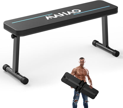 Flat Weight Bench, Foldable Workout Bench for Home Gym with 660 LBS Weight Capacity, Flat Bench Press for Full Body Workout, Black MB20