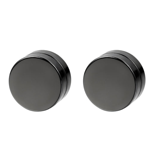 Rofusn Punk 12mm Stainless Steel Black Magnetic Non-piercing Clip On Fake Cheater Stud Earrings for Men Women