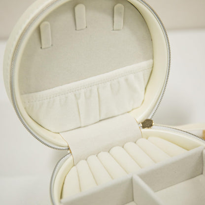 COLLECTIVE HOME Monogram Jewelry Box for Travel - 4.5 Inch Spacious Organizer with Zipper Closure, Gold Chain & Letter Engraving, Personalized Gift Case for Women/Bridesmaids (s)