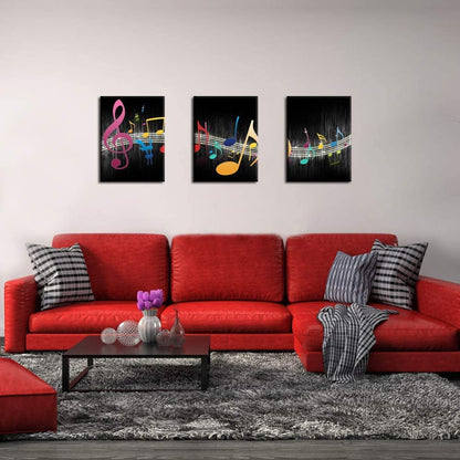 Biuteawal - Music Wall Art Modern Musical Note Canvas Prints Stretched and Framed Beautiful Notes Beating on Staff Picture Decor Artwork for Party Home Living Room Bedroom Ready to Hang