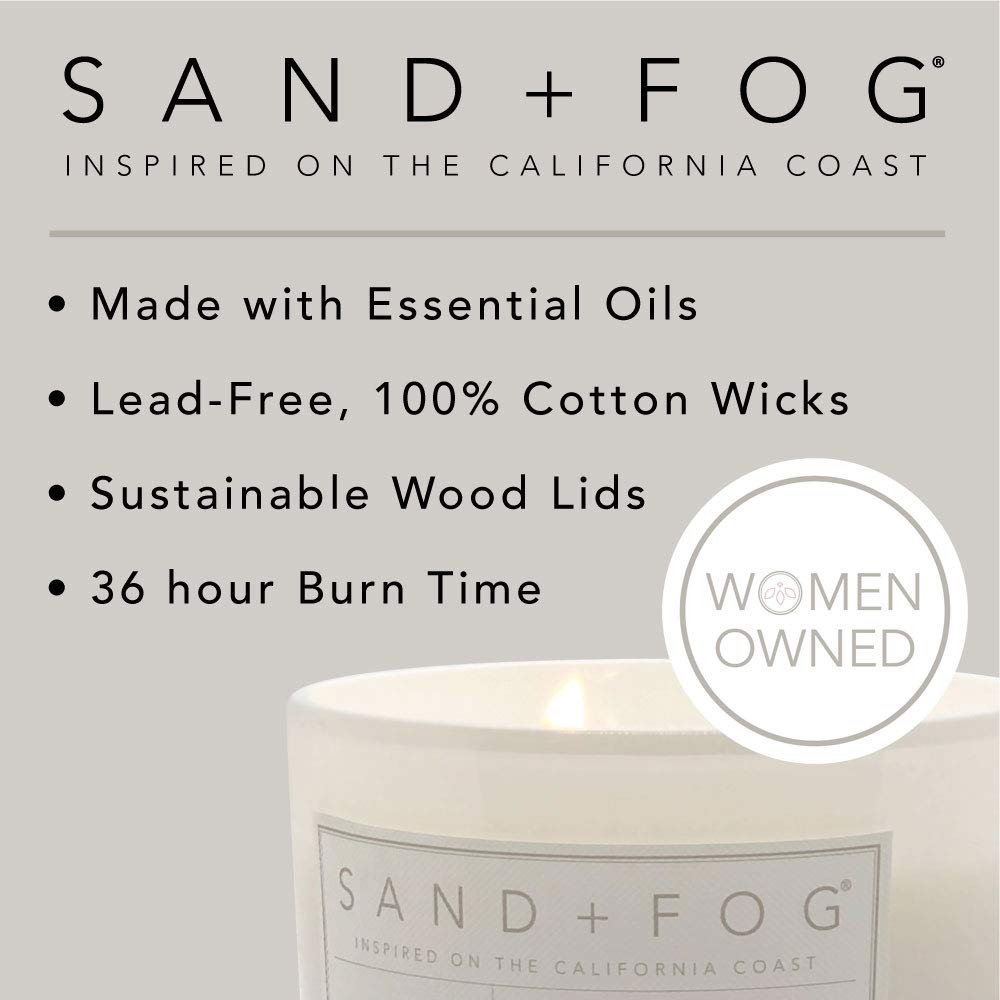 Sand + Fog Scented Candle - Eucalyptus Spearmint – Additional Scents and Sizes – 100% Cotton Lead-Free Wick - Luxury Air Freshening Jar Candles - Perfect Home Decor – 12oz