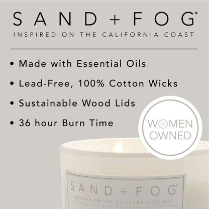 Sand + Fog Scented Candle - Eucalyptus Spearmint – Additional Scents and Sizes – 100% Cotton Lead-Free Wick - Luxury Air Freshening Jar Candles - Perfect Home Decor – 12oz