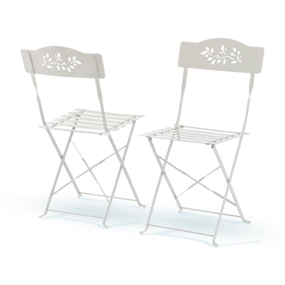 Alpine Corporation Indoor/Outdoor 3-Piece Bistro Set Folding Table and Chairs Patio Seating, White