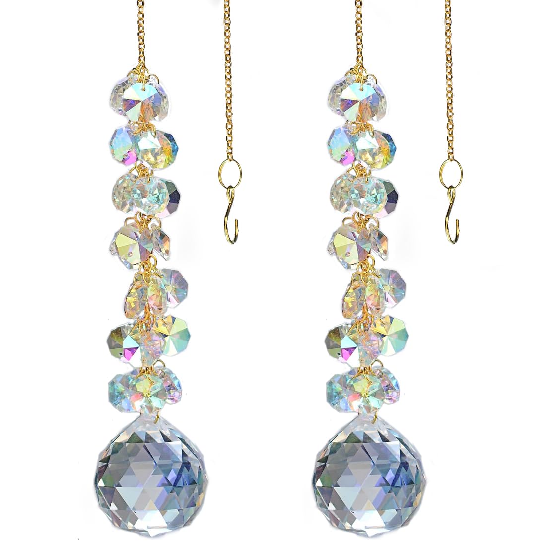 KEINIA suncatchers for Windows Hanging Prism, 40mm auraro Crystal Suncatcher with Crystals Chandelier Beads, Hanging Crystal for car, Ceiling,Wedding, Party,MOM Daughter Gift(2 pcs)