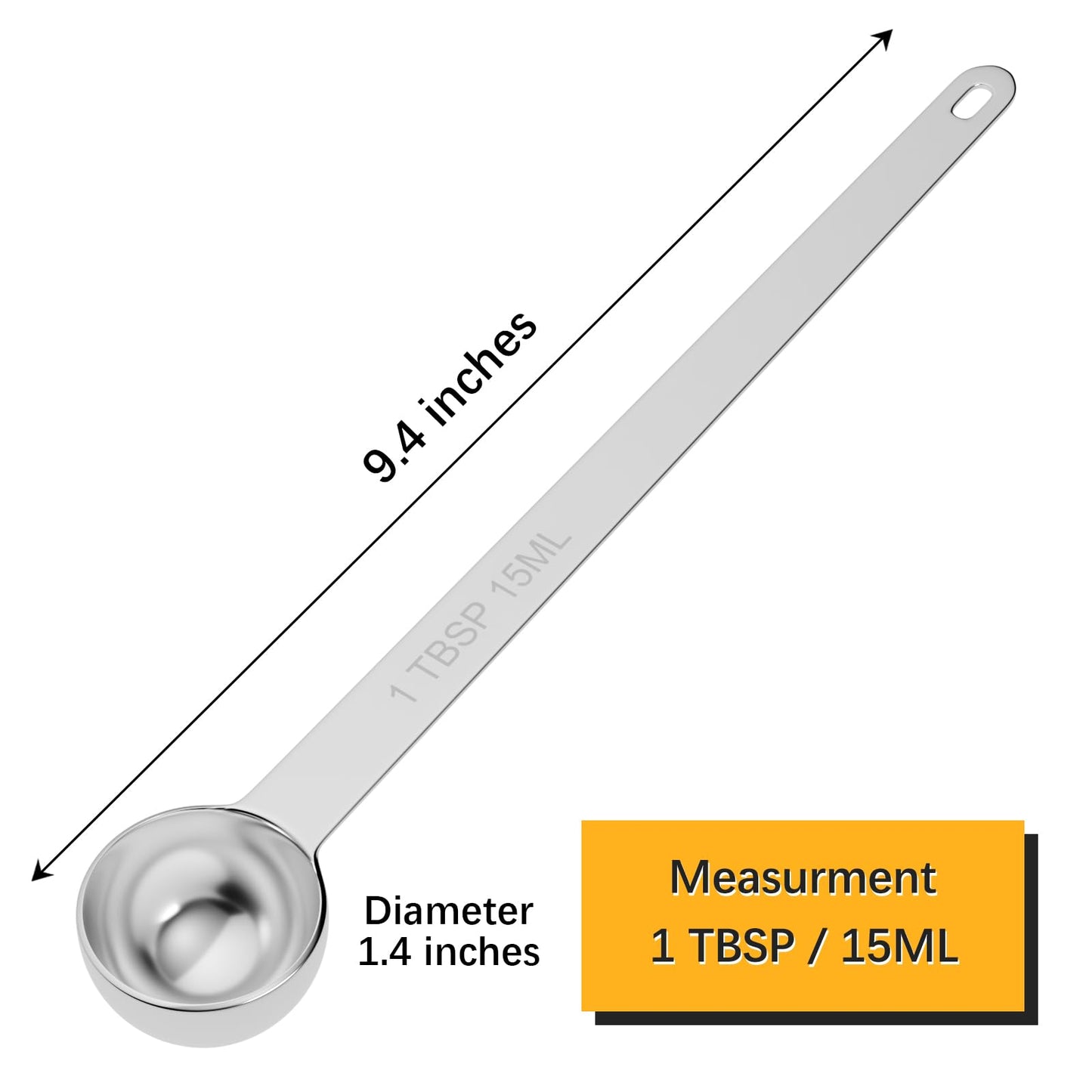 LEIFENY 2PCS 1Tbsp(3tsp, 15ml) Extra Long Handle Measuring Spoon, Single Stainless Steel Individual Measure Scoop Only