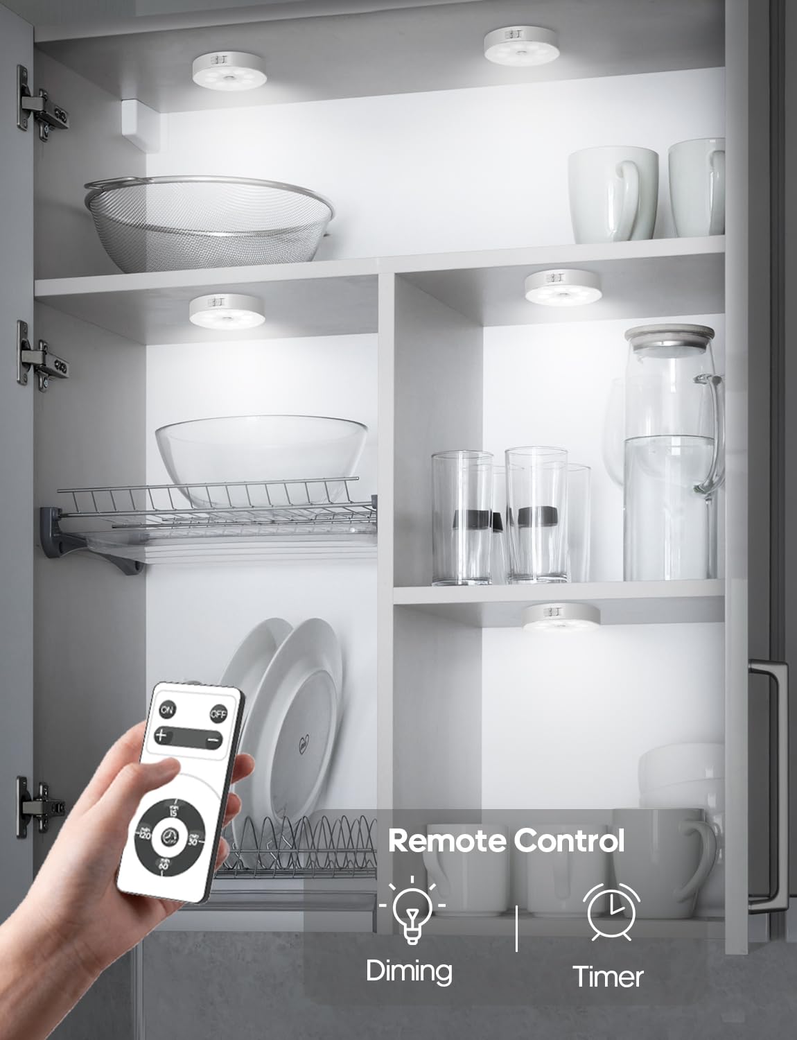 Goodea Led Under Cabinet Lighting, Motion Sensor Light Indoor, 1000mAh Puck Lights with IR Remote, Rechargeable Under Counter Lights for Kitchen,Cabinets,Closet,Stairs Indoor (6 Pack)