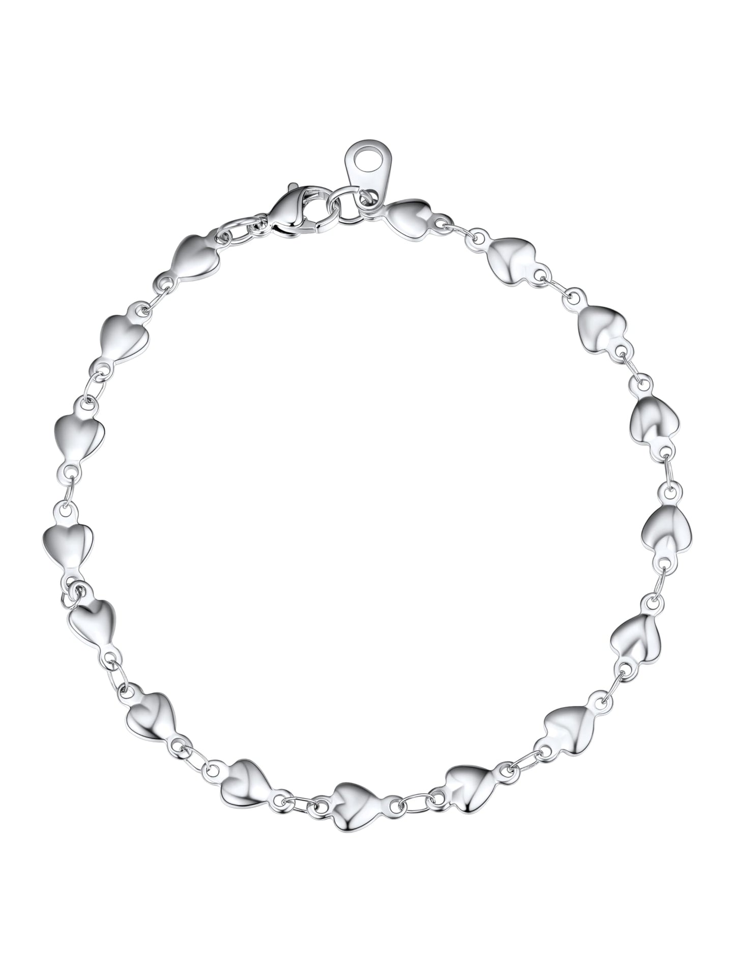U7 Men Women Stainless Steel Heart Link Chain Bracelet, 8 Inch