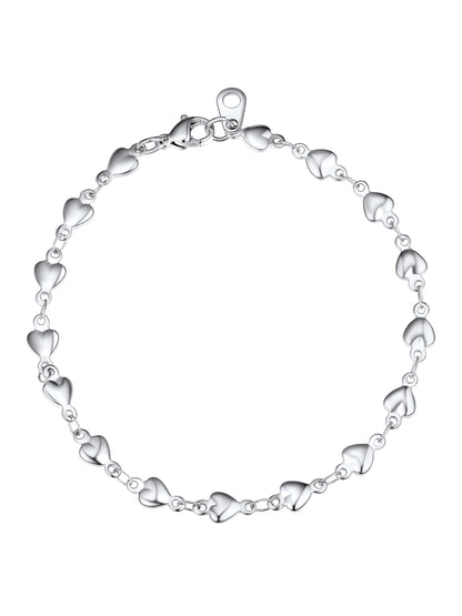 U7 Men Women Stainless Steel Heart Link Chain Bracelet, 8 Inch