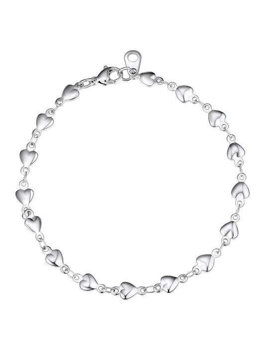 U7 Men Women Stainless Steel Heart Link Chain Bracelet, 8 Inch