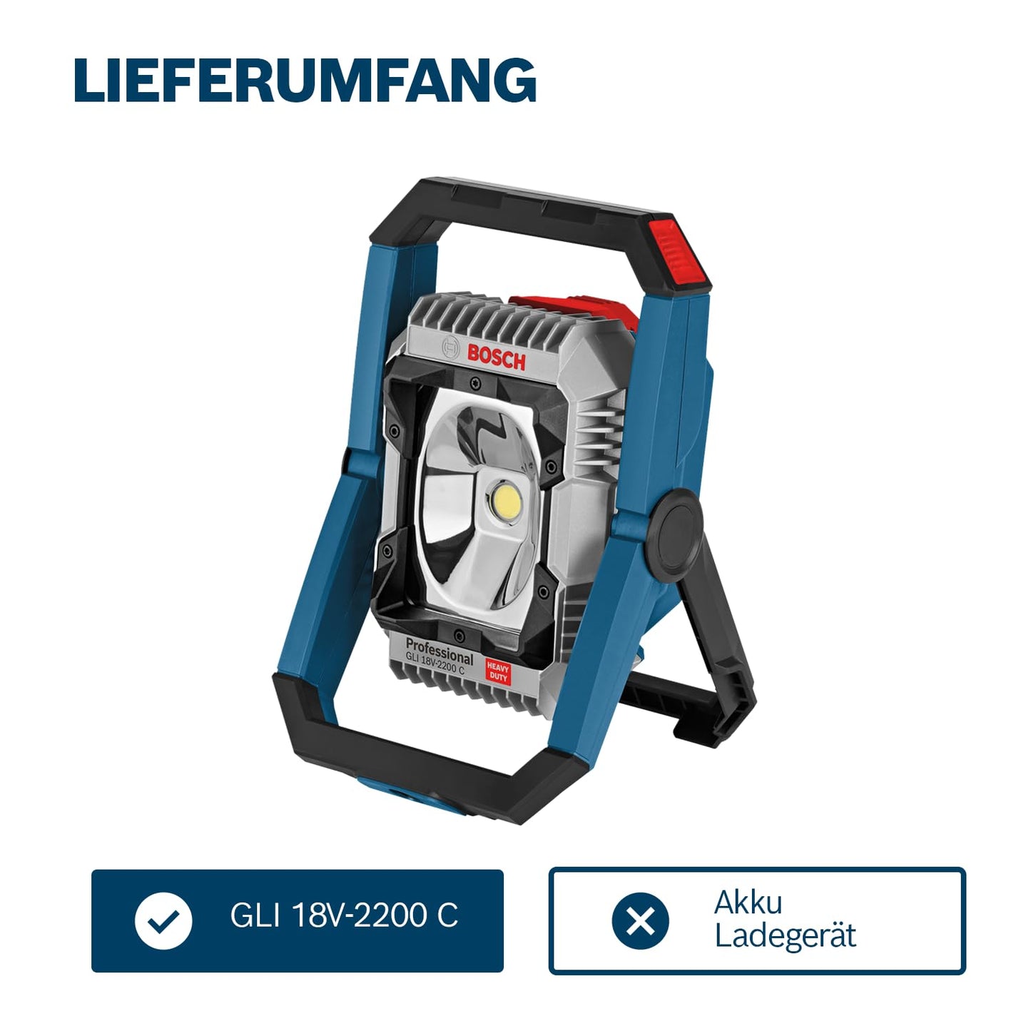 Bosch Professional 18V System Cordless LED Construction Site Floodlight GLI 18V-2200 C (max. brightness 2200 lumen, Connect Ready, without battery/charger)