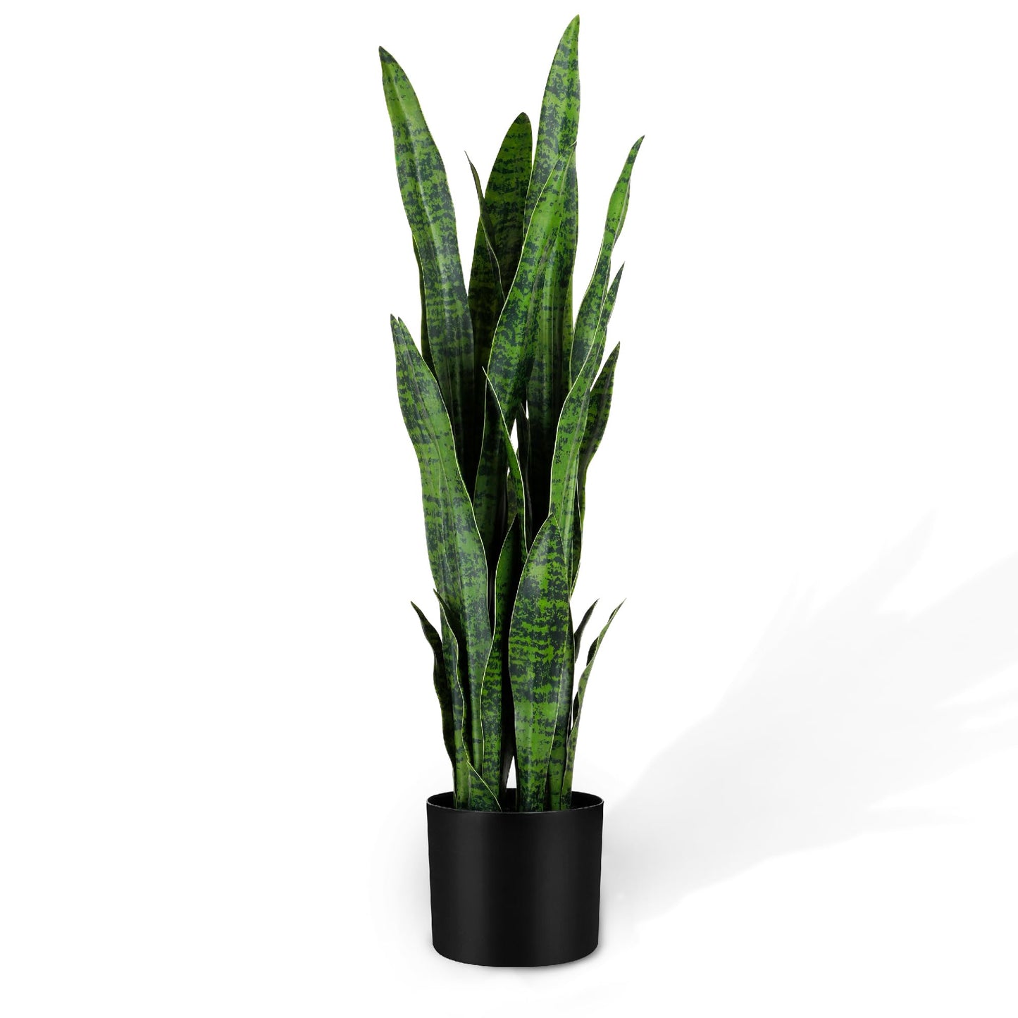 KOL 3ft Artificial Snake Plant, Fake Sansevieria Potted Plants, with Thick Lifelike Faux Leaves, Indoor Home Office Decor, Mother-in-Law Tongue Houseplant, 35in, Green