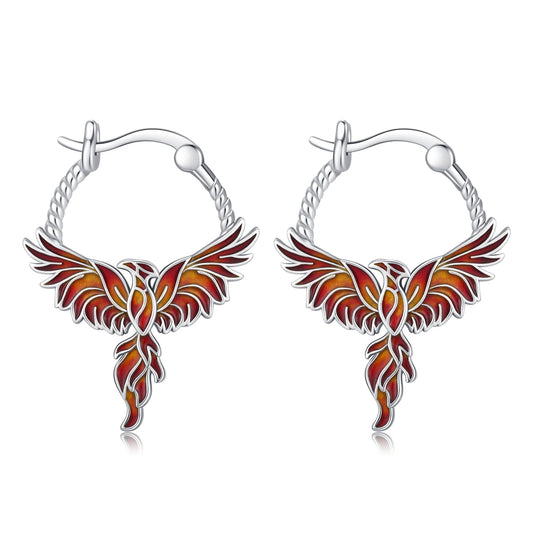 JUSTKIDSTOY Phoenix Earrings for Women 925 Sterling Silver Rising Phoenix Huggie Hoop Earrings Jewelry Graduation Gifts for Wife Daughter Her
