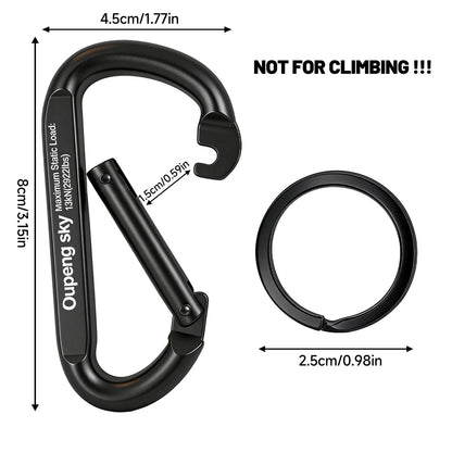 Carabiner Clip Heavy Duty - 3" Iron Carabiners 13KN (2922 lbs) Carabeaner D Shape Spring Hook Clips for Keychain Clip,Gym, Dog Leash，Hammocks，Camping, Hiking,Backpacking or Other Outdoor Activities.