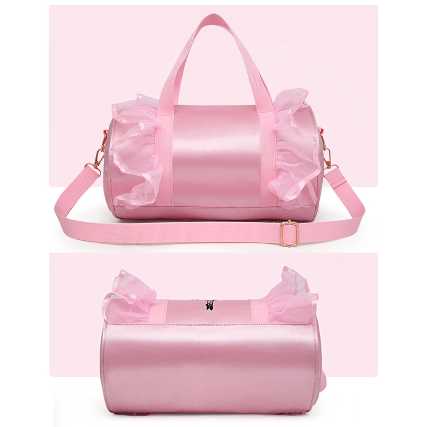 besbomig Girls Ballet Dance Bag Pink Shoulder Crossbody Sports Bag Princess Shoes Dancewear Storage Handbag Tote for Ballerina Dancer Kids